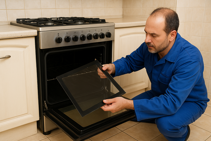 تعویض شیشه درب فر اجاق گاز