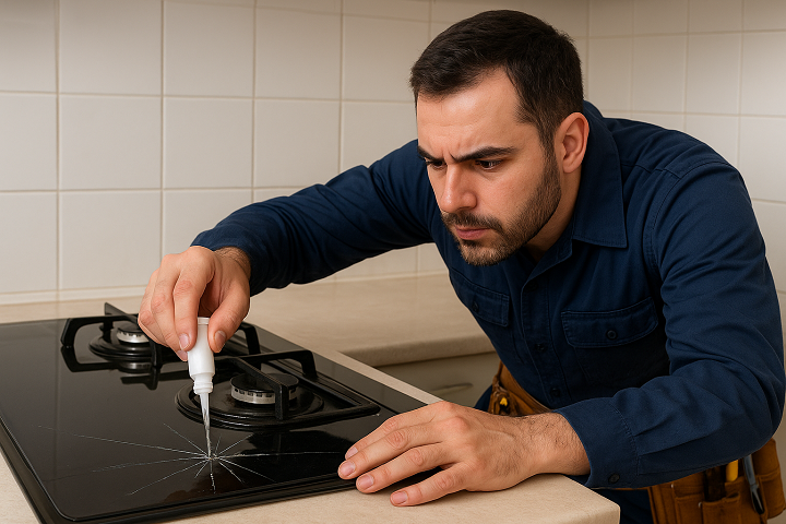 ترمیم شیشه ترک خورده اجاق گاز