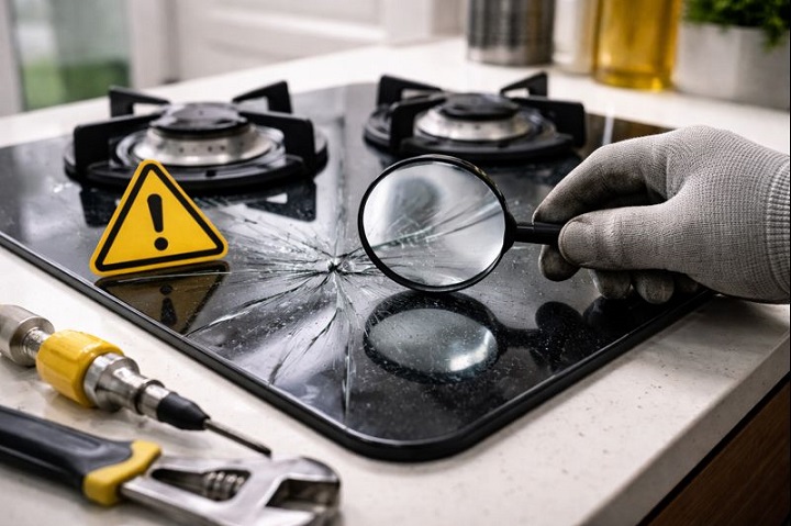 ترک مویی شیشه اجاق گاز